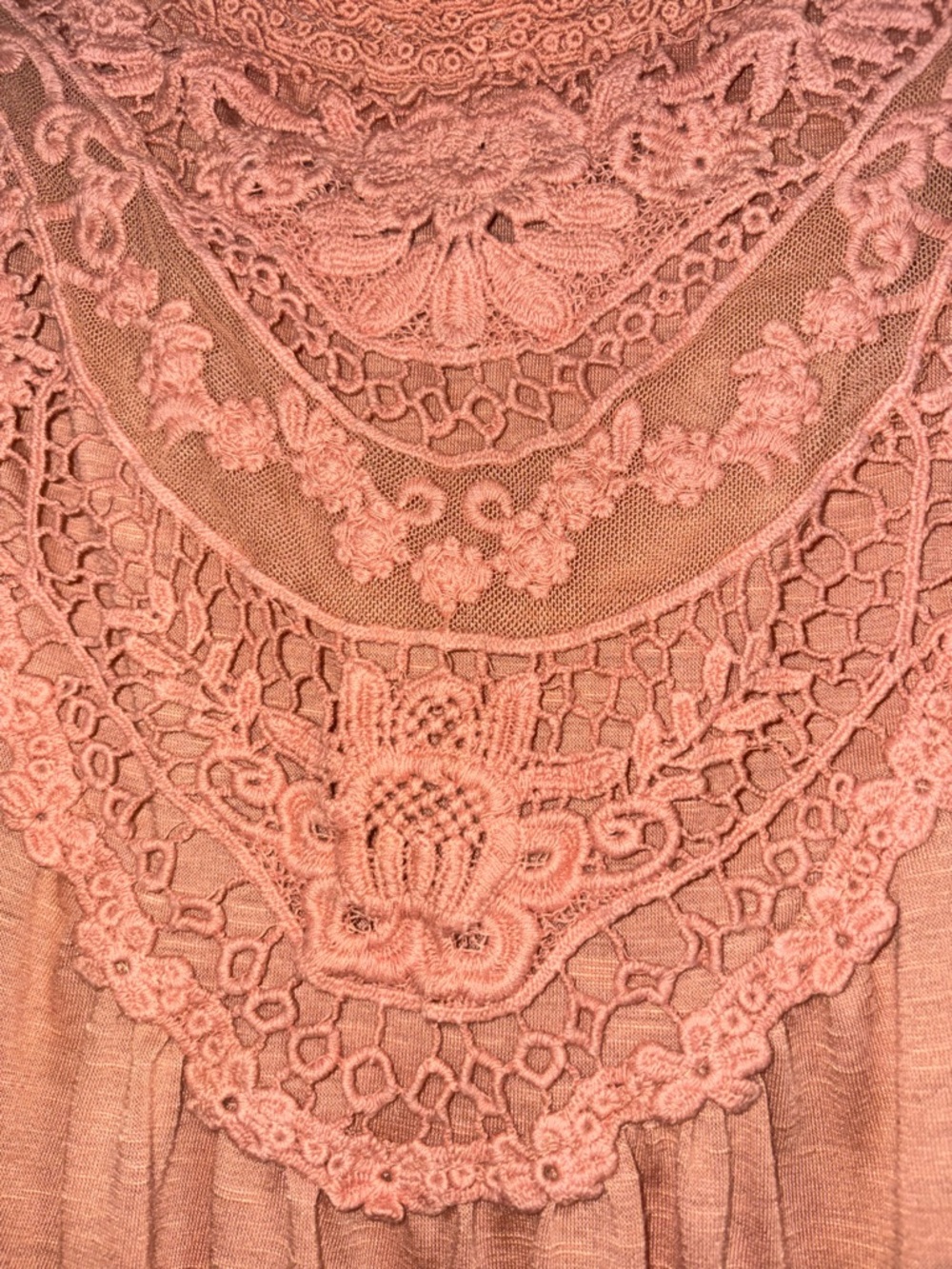 Taylor & Sage Sleeveless Lace Yoke Tank - Dusty Rose - Picture 2 of 7